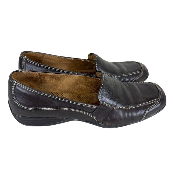 Natural Soul By Naturalizer Brown Leather Rubber Sole Slip On Loafers Women's 8 - Picture 2 of 6